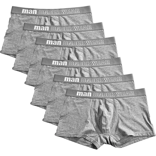 Light gray 6pcs 6 шт./лот сексуальные хлопчатобумажные трусы-боксеры с буквами Мужское нижнее белье мужские шорты Боксеры u-выпуклый дизайн мужские трусы боксеры шорты размера плюс M-2XL - Цвет: Light gray 6pcs