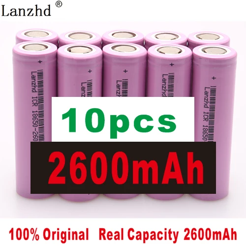 10 PCS 5-40 шт ICR18650 перезаряжаемая батарея 2600 мАч литий-ионные батареи 3,7 в для samsung 18650 батарея для фонарика ноутбука - Цвет: 10 PCS
