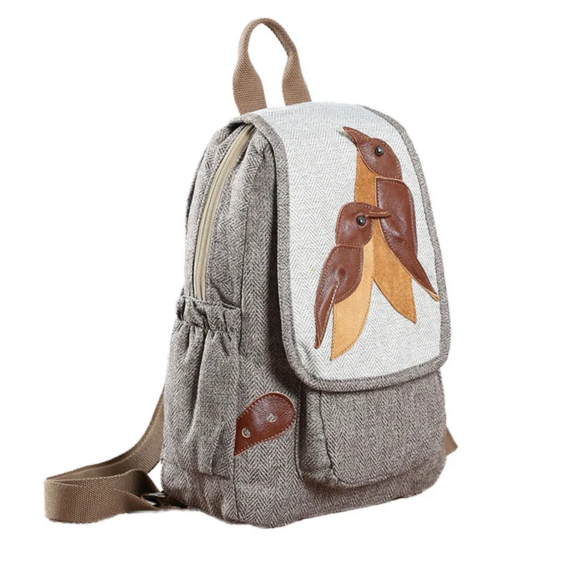 Китайский стиль Птицы рисунок с бабочками и цветками рюкзак для женщин девочек PU