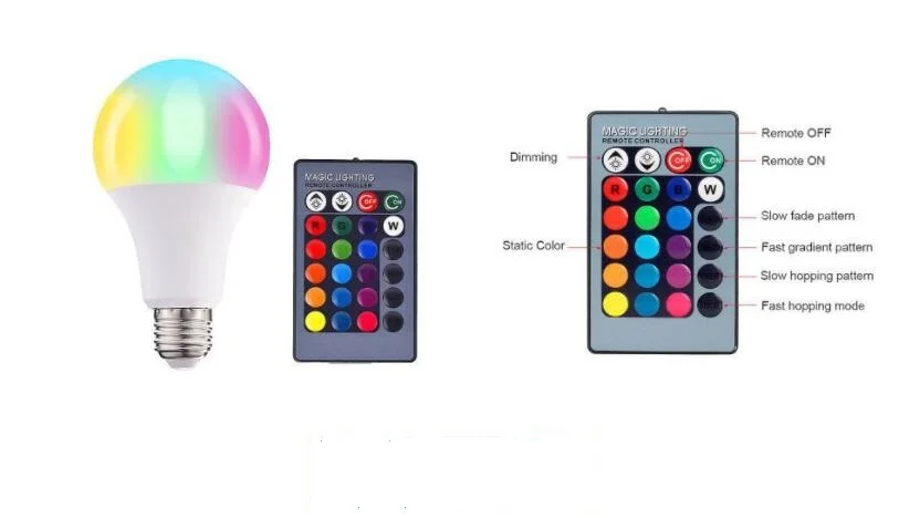 

200Set E27 LED 16 Color Changing RGB Magic Light Bulb Lamp 5/10W 85-265V RGB Led Light Spotlight + IR Remote Control