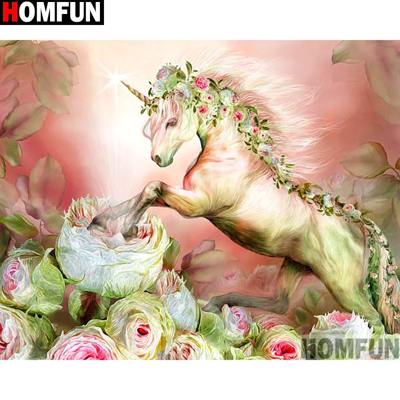 Алмазная живопись HOMFUN мультяшный Единорог вышивка крестиком из