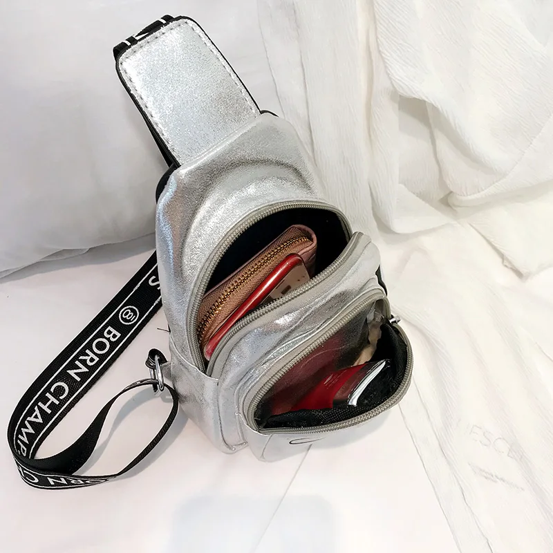 Модные металлические сумки на груди для женщин Роскошные кожаные через плечо
