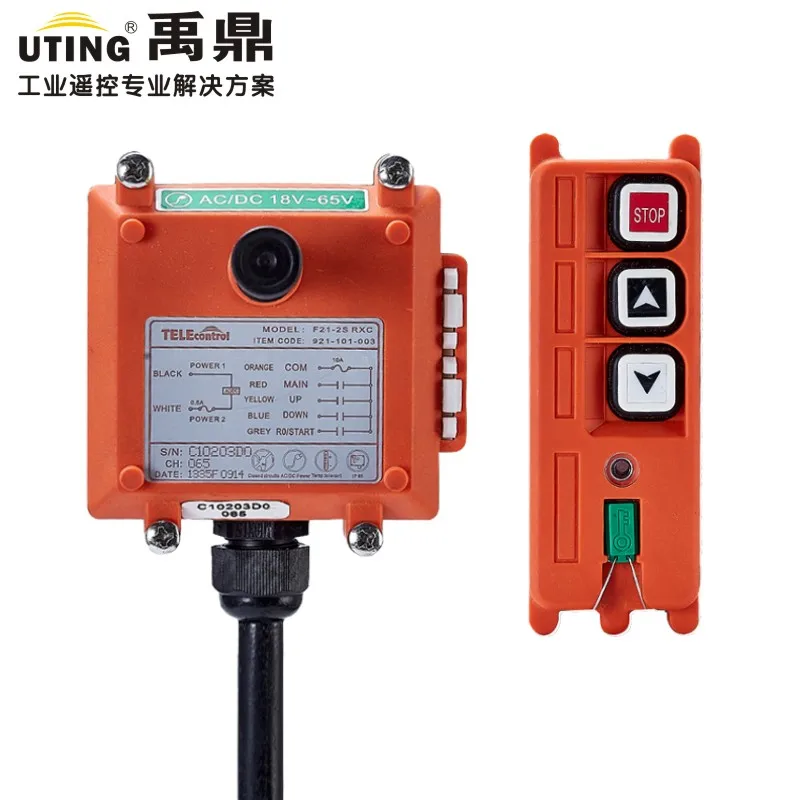 

Telecontrol UTING F21-2S Industrial Radio Remote Control AC/DC Universal Wireless Control for Crane 1 Transmitter and 1 Receiver
