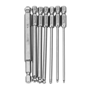 Набор сверл Broppe, шаровые биты SAE 564-516 дюйма, 100 мм, магнитные шариковые сверла, 14 дюйма, ручные инструменты с шестигранным хвостовиком, 7 шт.
