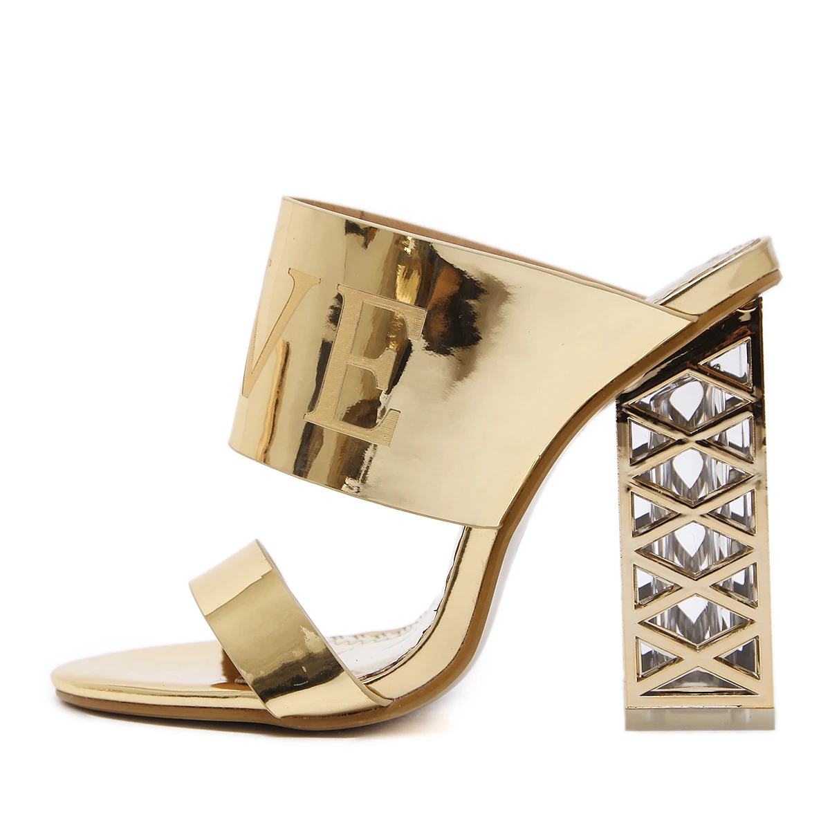 Модные женские летние сандалии тапочки толстый каблук шлепанцы с кристаллами