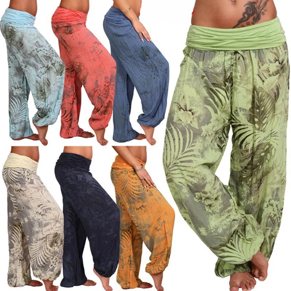 Женские брюки шаровары ZOGAA повседневные в этническом стиле с эластичным поясом и