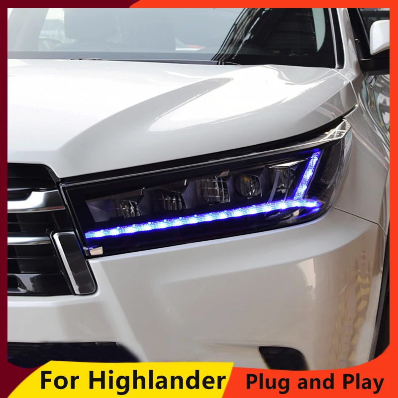 Автомобильный Стайлинг для фары Toyota Highlander Новинка Kluger DRL ближнего света дальнего света светодиодный динамический сигнал поворота