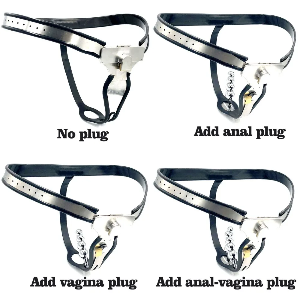 Женский пояс верности брюки с Анальный вагинальная пробка из нержавеющей стали