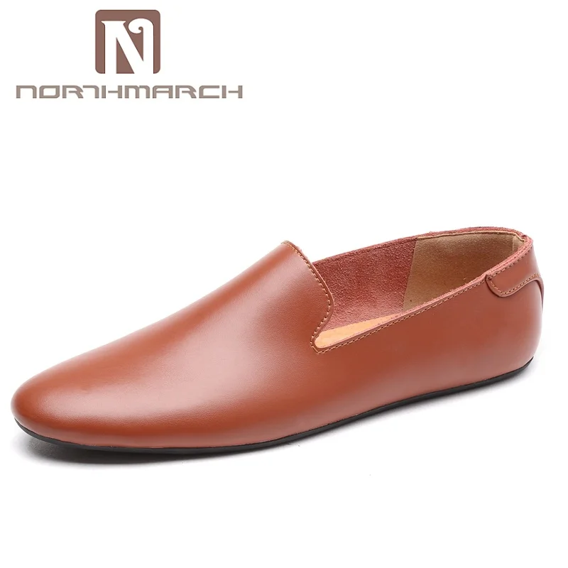 Мокасины NORTHMARCH мужские кожаные повседневные лоферы без застежки плоская подошва
