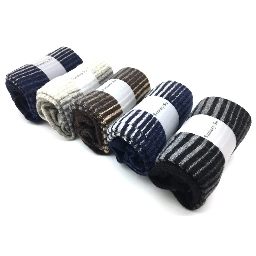 5 пар/лот зимние шерстяные носки мужские теплые кашемировые удобные дышащие