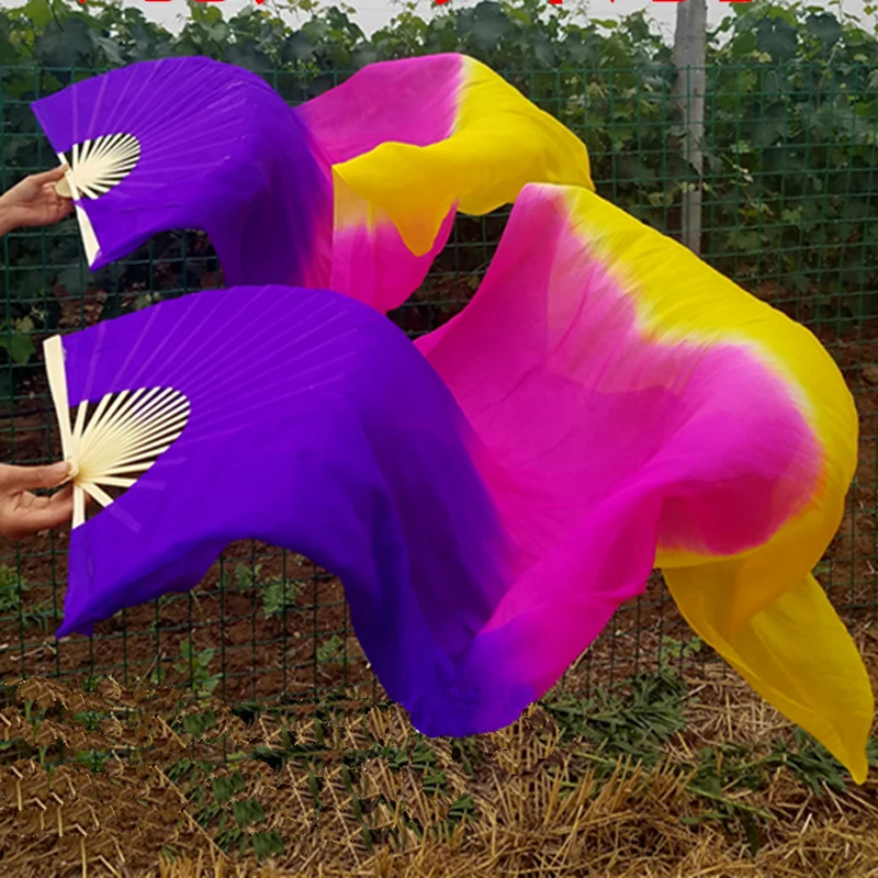 Новый окрашенный 2 шт = 1 пара бамбуковых ребер длинные шелковые вентиляторы для