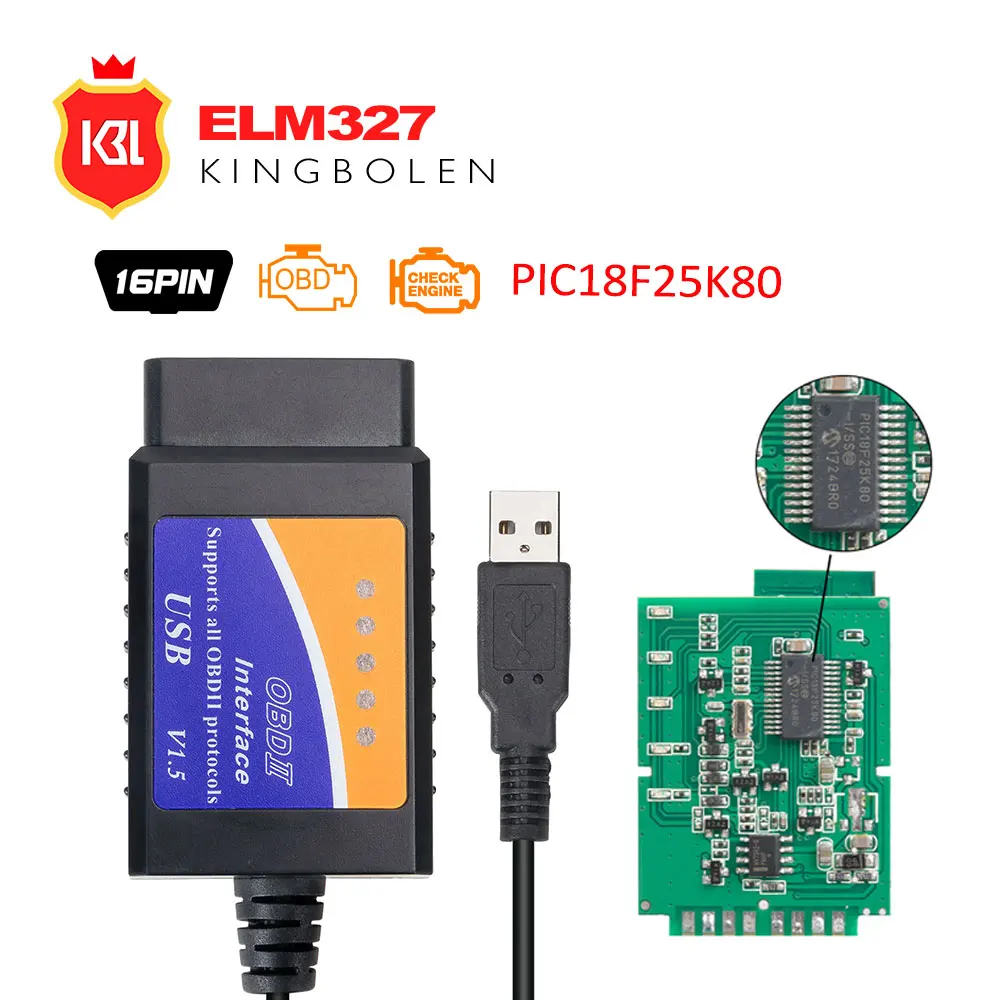 10 шт./лот ELM327 OBD2 USB V1.5 автоматический диагностический инструмент сканер кода