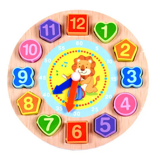 lion clock 1 Набор часов игрушки 4 модели для детей DIY животные Дерево 3d Пазлы Мультяшные Развивающие игрушки для детей жемчуг деревянные цифровые часы игрушки - Цвет: lion clock