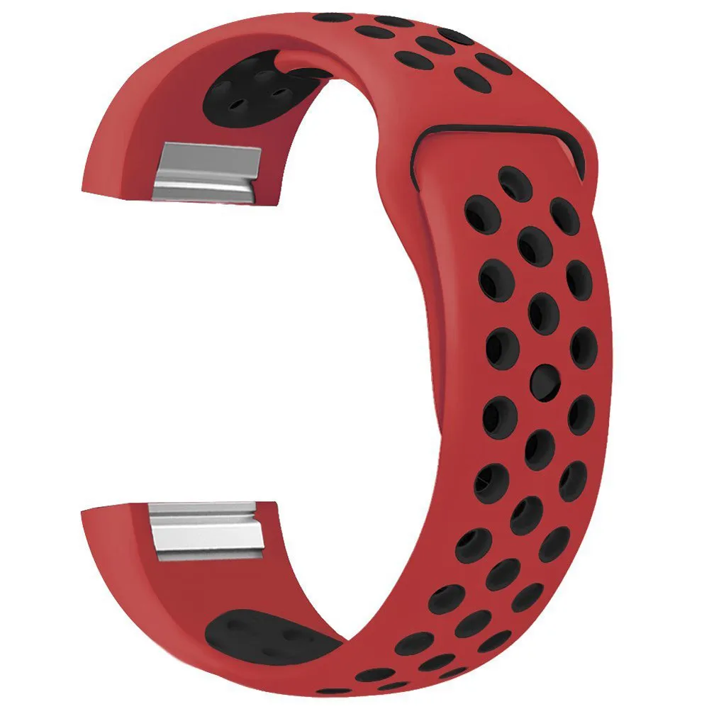 red black Сменный Двухцветный силиконовый браслет на запястье для браслета Fitbit CHARGE 2 ремешок для часов для Fitbit CHARGE 2 - Цвет: red black