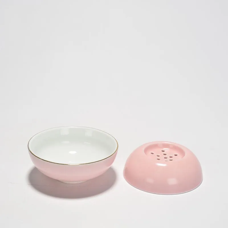 Лаконичный розовый керамический фарфоровый чайный фильтр офисный набор кунг-фу
