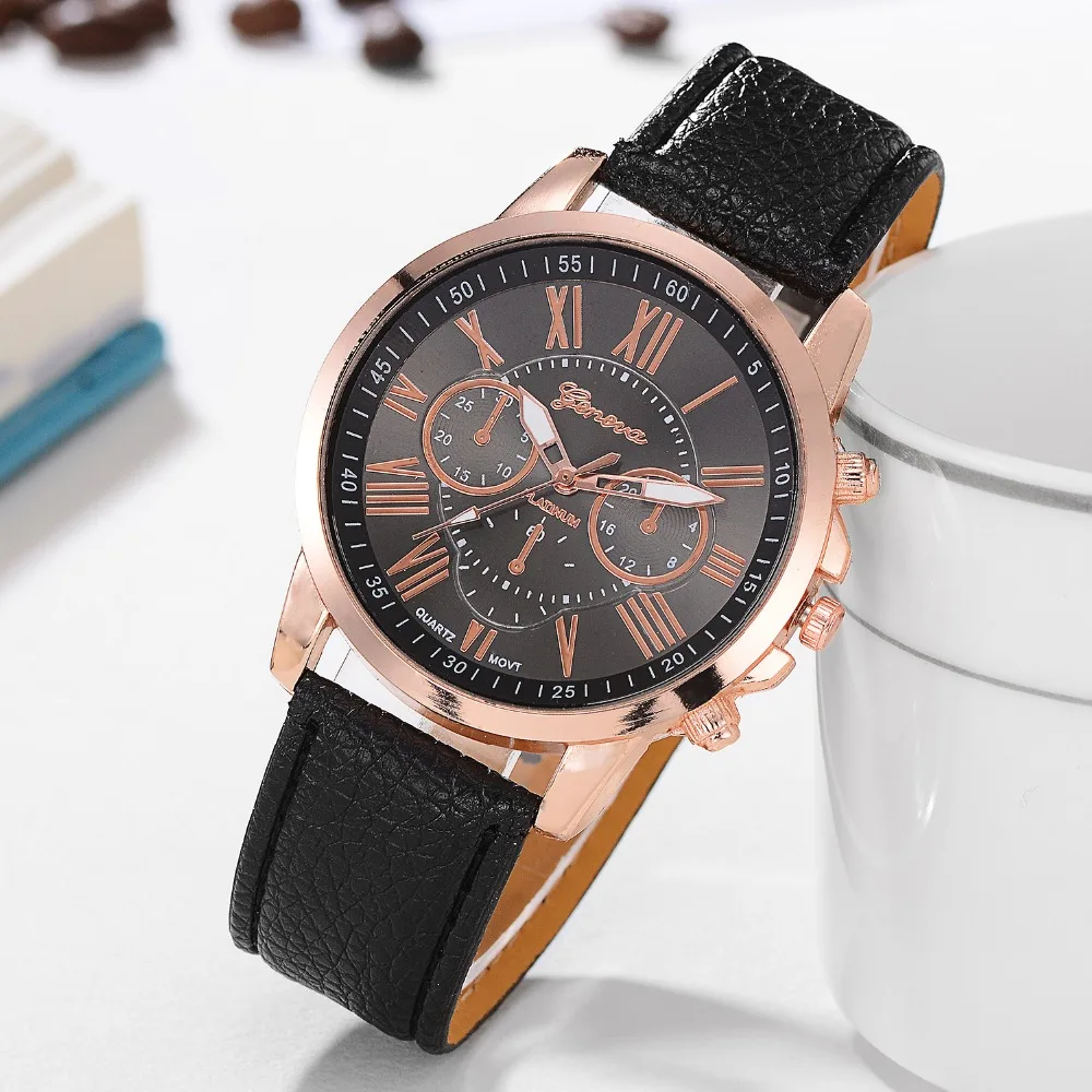 2018 новые модные женские кожаные часы мужские повседневные 3 глазные спортивные