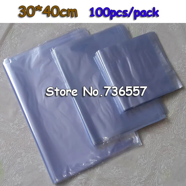 

30*40cm Soft Transparent Blow Molding PVC Heat Shrinkable Bags Shrink Film Wrap Cosmetic Packaging Wrap Materials Plastic Bag