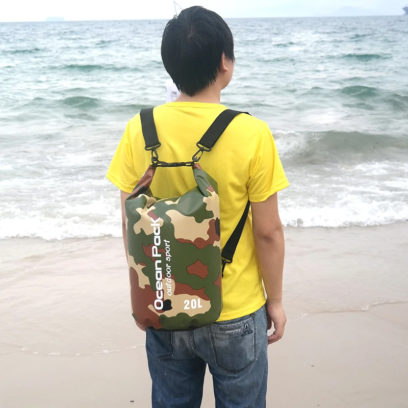 5L/10L/15L/20L/30LWaterproof сумки хранения сухой мешок камуфляж рюкзак для каноэ Байдарка Рафтинг Спорт на открытом воздухе сумки для плавания