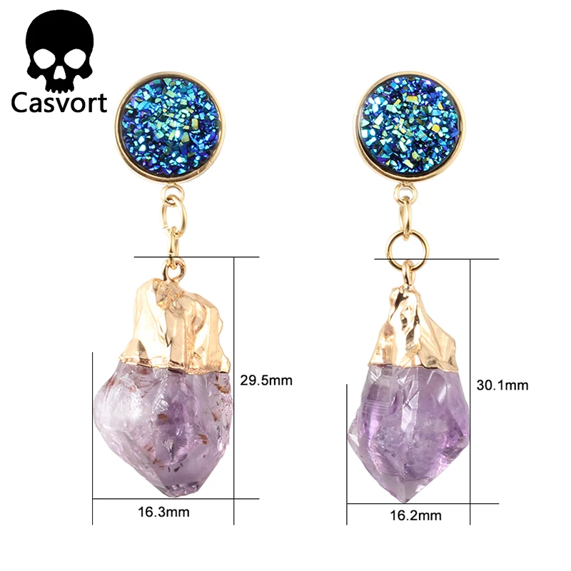 Новые асимметричные затычки Casvort с драгоценными кристаллами для ушей туннель из