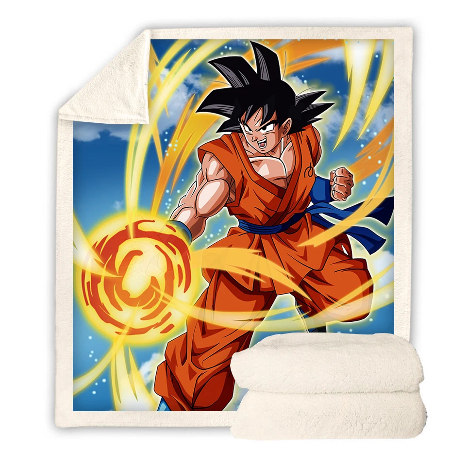 Одеяло на искусственном меху с принтом Dragon Ball, одеяло на диване, одеяло для путешествий, постельные принадлежности, бархатное плюшевое одеяло-покрывало