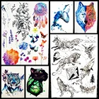 Шикарная синяя Акварельная бабочка Тигр временная татуировка для мужчин женский боди-арт хна тату искусственная Водонепроницаемая татуировка на руку спину наклейка