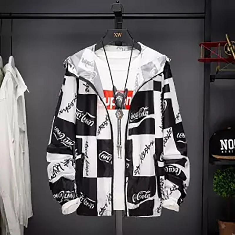 Куртка с цветочным принтом летняя мужская куртка капюшоном супертонкая ветровка