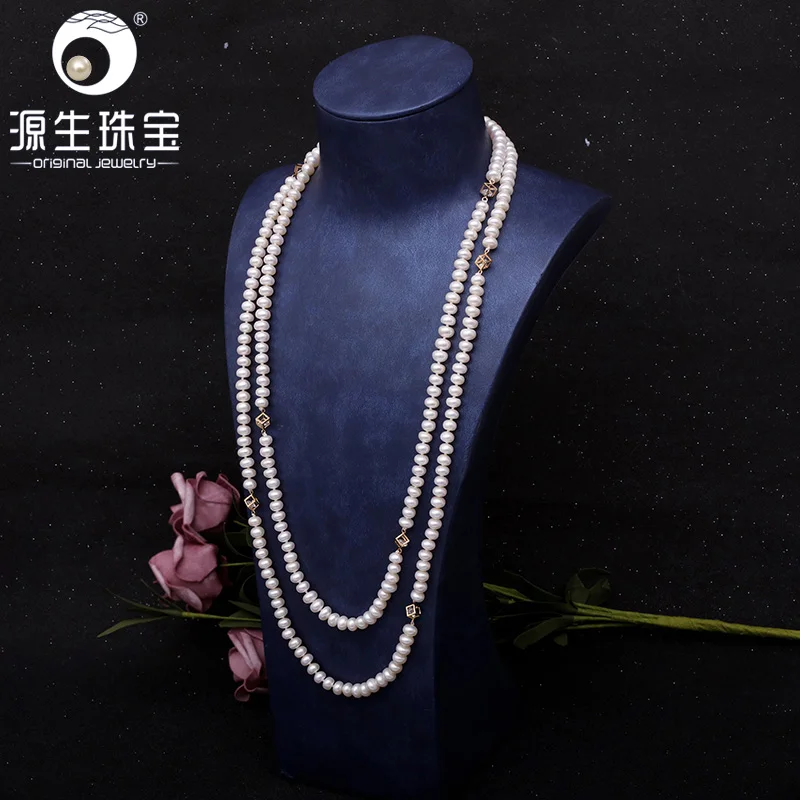 

Цепочка Из Натурального пресноводного жемчуга, 135 см, 7-8 мм