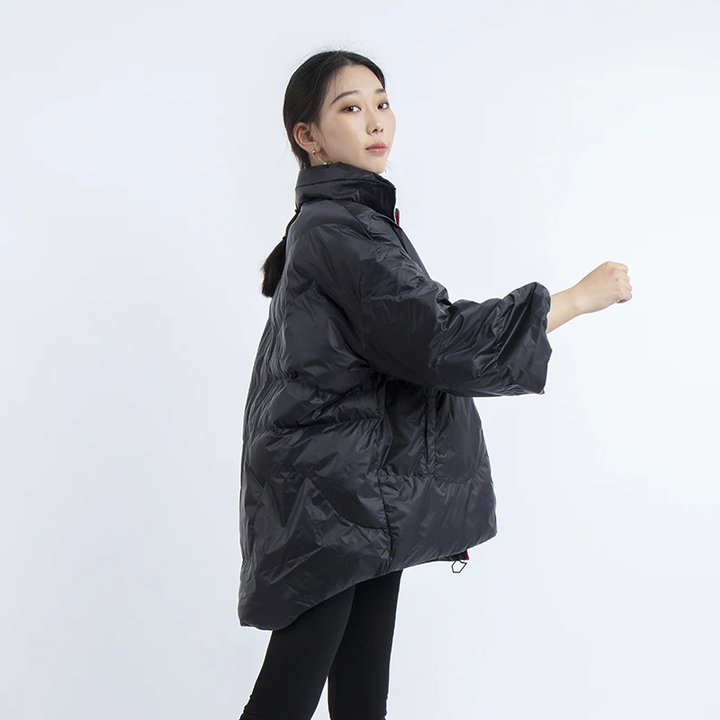 Женская легкая куртка пуховик на утином пуху зимняя большого размера в Корейском