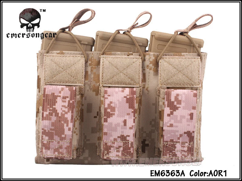 Emersongear Magazine Mag Pouch 5,56 Пистолет тройной Открытый верх армейских подсумок Emerson военная игра Мультикам AOR Черный Хаки
