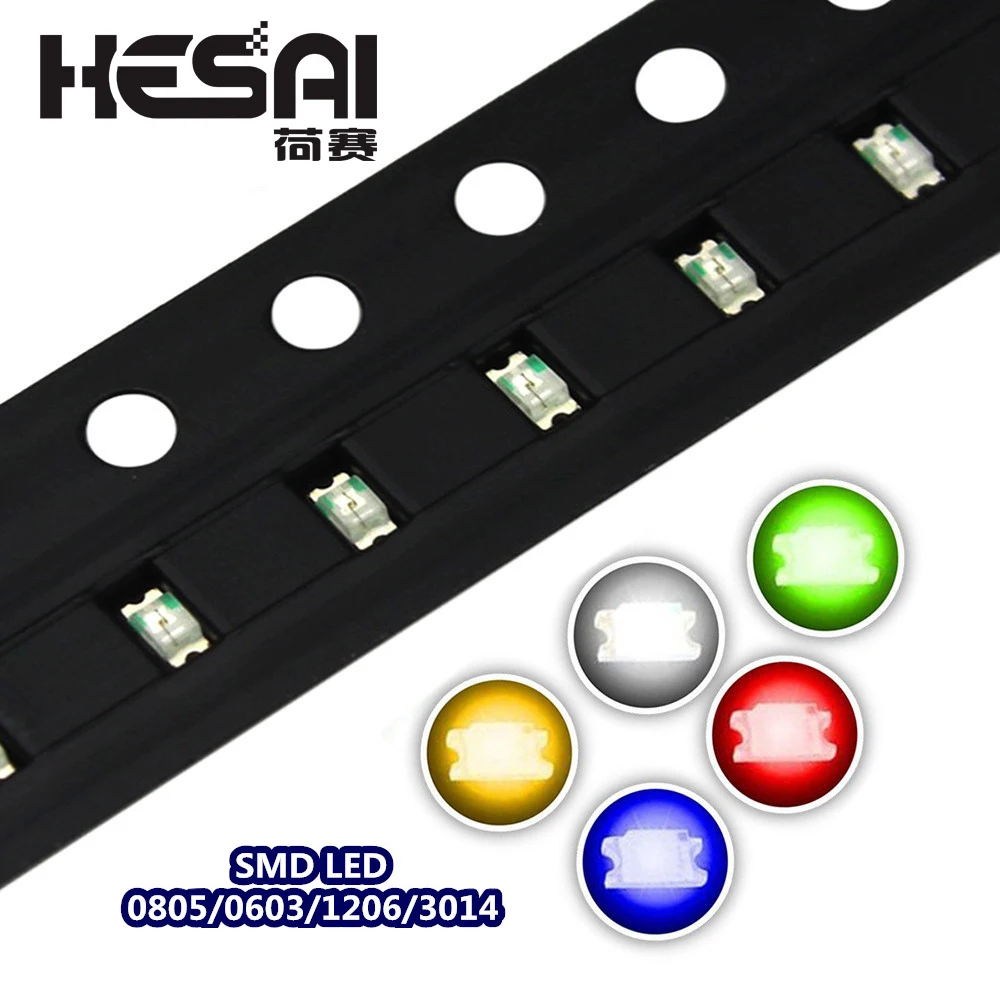 100 шт./лот SMD 0805/0603/1206/3014 Led ультра яркий красный/синий/желтый/белый светодиод |