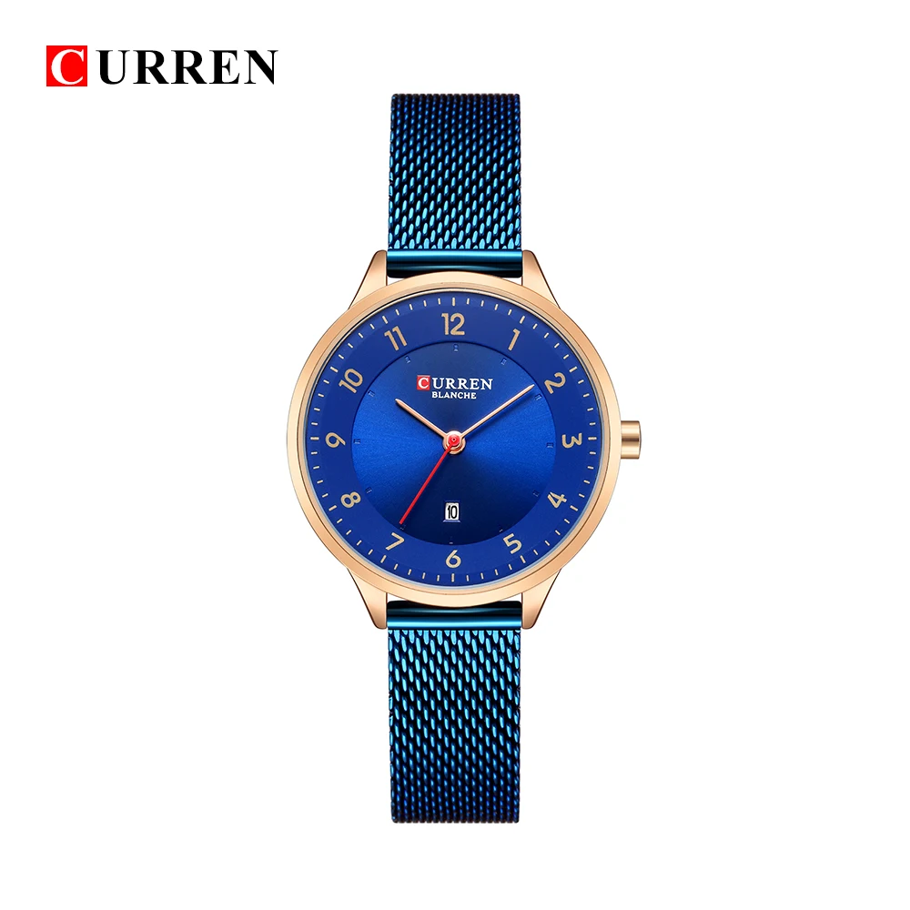 Curren Модные женские часы из нержавеющей стали золотые хит продаж кварцевые 9035B -