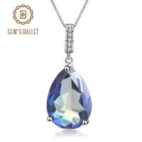 gems ballet 1 68ct natural rainbow mystic quartz gemstone 925 sterling silver necklaces pendants for women fine jewelry