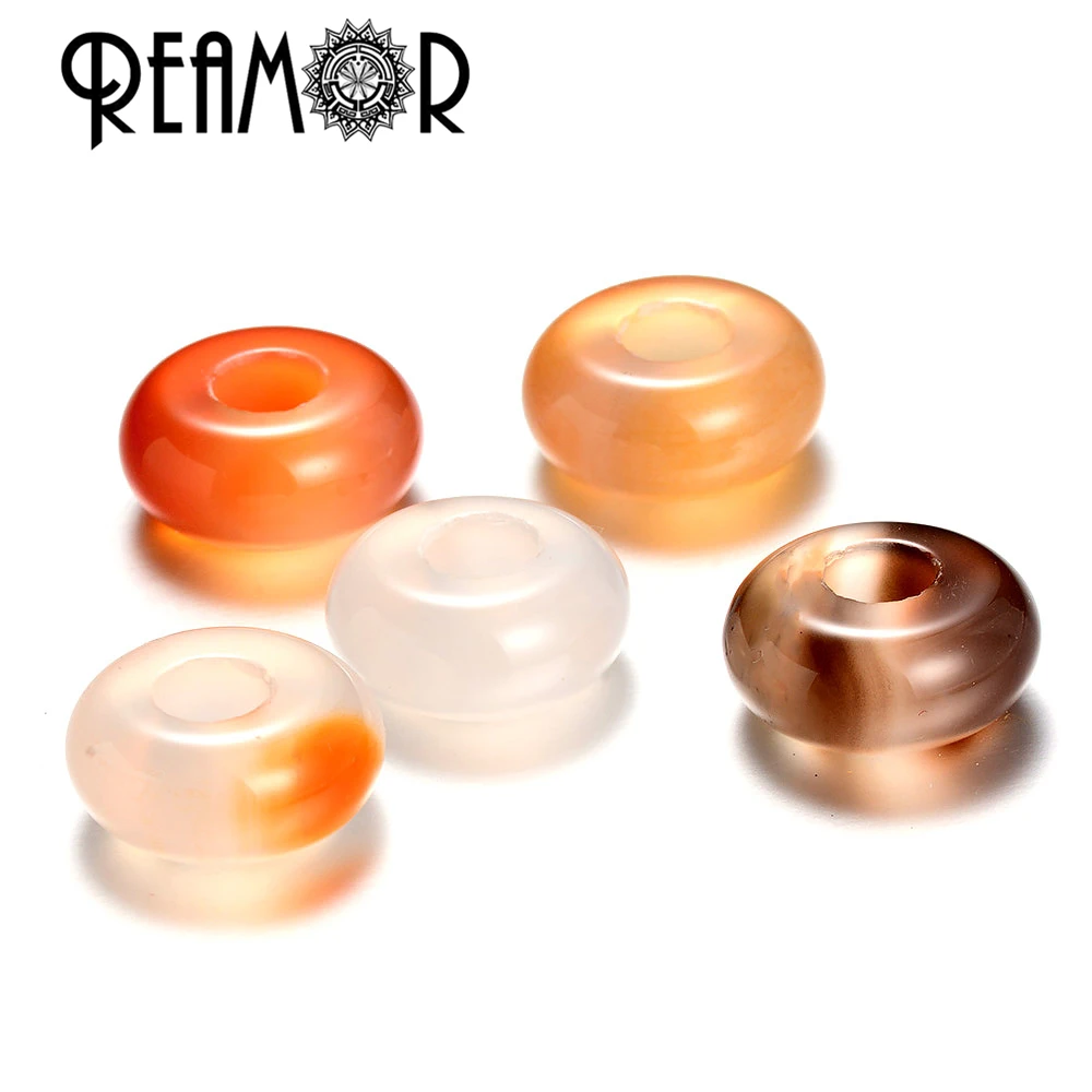 Разноцветные скругленные бусины REAMOR 5 мм с большим отверстием подвески для