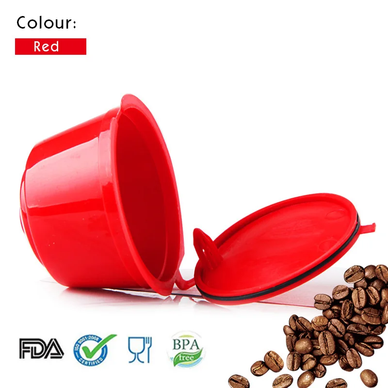 red Многоразового Reusab Dolce Gusto Plsatic Кофе капсула кафе kahve Многоразовые Совместимость Кофе фильтр reutilizable - Цвет: red