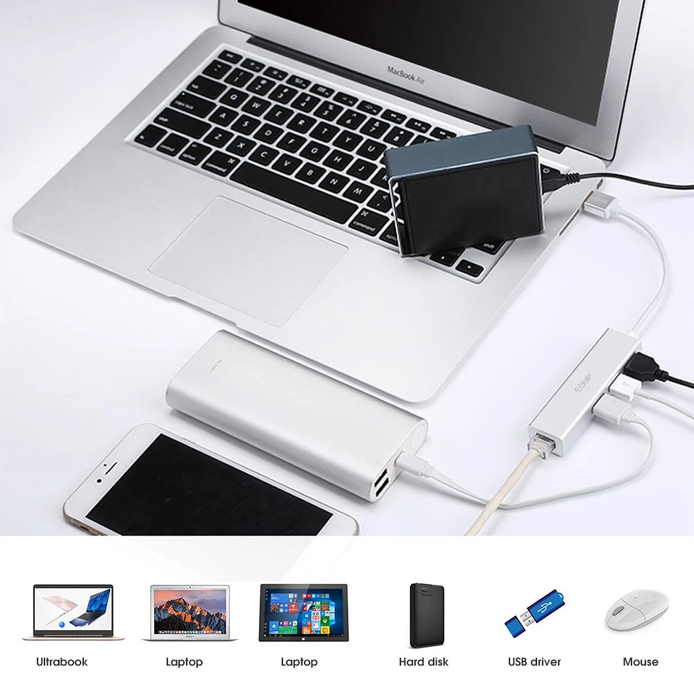 EDUP USB адаптер Gigabit Ethernet 10/100/1000 Мбит/с usb-хаб 3,0 Lan проводной сетевой карты Rj45 Порты и разъёмы USB разветвитель Win/Mac для компьютера
