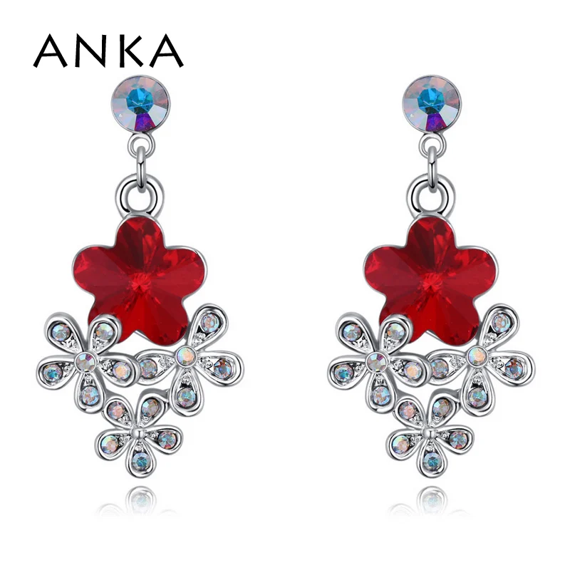 Анка класса люкс в форме цветка с украшением виде кристаллов серьги капли для
