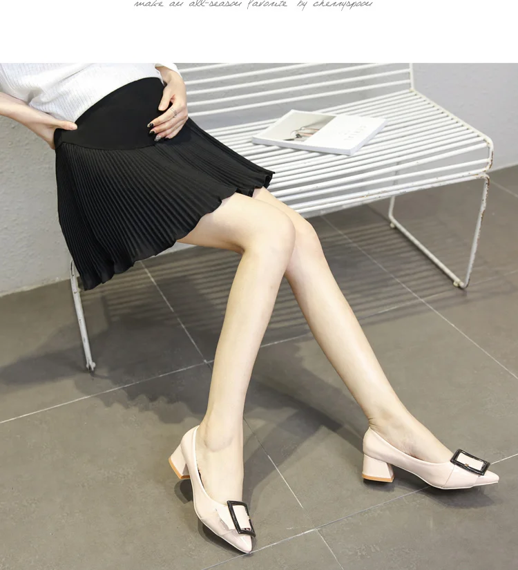 Wholesale Maternity 2021 Summer Abdominal Pleated Chiffon Skirts Pregnant Woman Fashion High Waist Mini Dress Sweet Black/White | Мать и