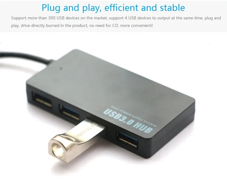 

High-speed ultra-thin usb3.0 HUB splitter one for four USB hub with power interface 3.0 hub device
