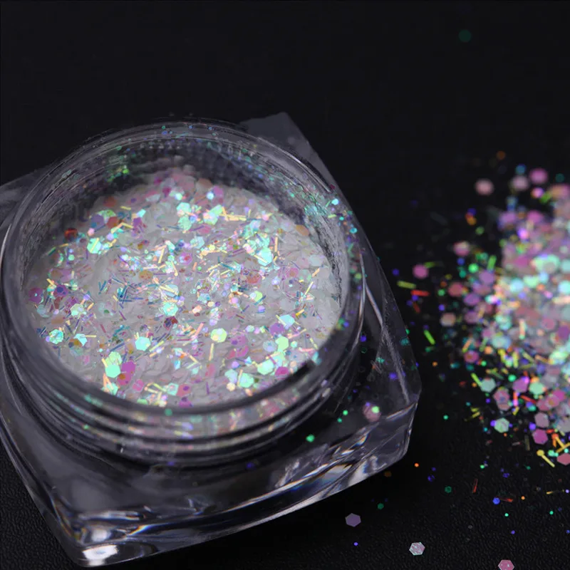 964 1jar Nail Art AB блестки микс сердце круглый акриловый блеск шестигранный лак для ногтей блестки голографическая звезда украшения для ногтей разные размеры - Цвет: 964