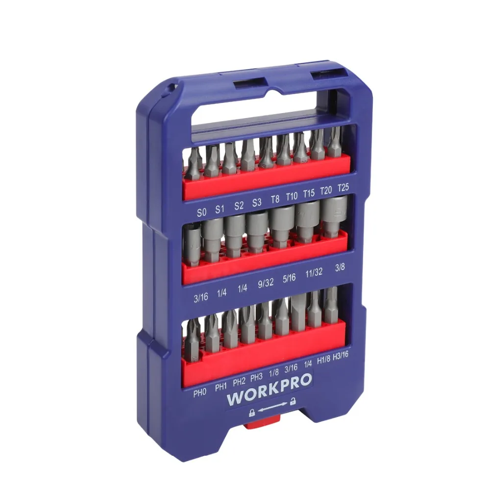 Набор бит для отвертки WORKPRO комплект из 51 предмета с шлицевыми и шестигранными