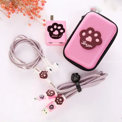 for Huawei with case Зажимы для кабеля в виде персонажей мультфильмов защита для usb-кабеля Зарядное устройство Стикеры наушники спиральный usb-шнур с зарядным устройством для Iphone для Huawei mate 9/Коврики 9 Pro/P10/P10 плюс - Цвет: for Huawei with case