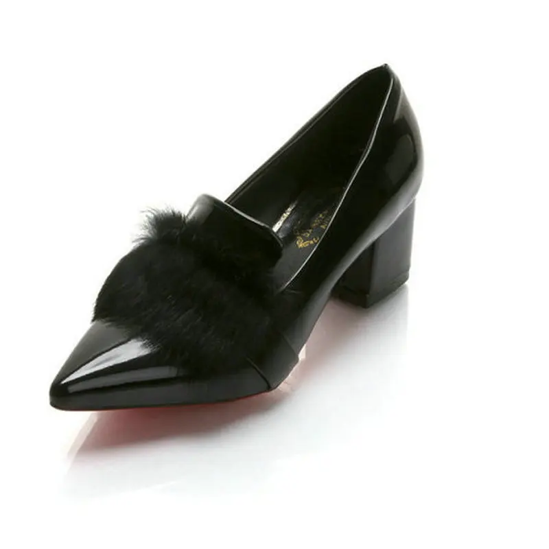 Размеры 34–39 Новинка 2017 года Кролик Мех дамы Насосы модные Удобная Демисезонная