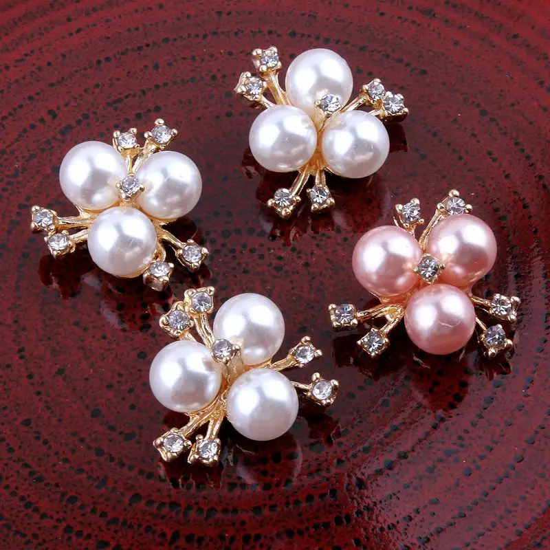 30PC 20mm Handmade Vintage Metal Decorative Buttons Crystal Pearl Flower Center Alloy Flatback Rhinestone Craft Supplies | Дом и сад