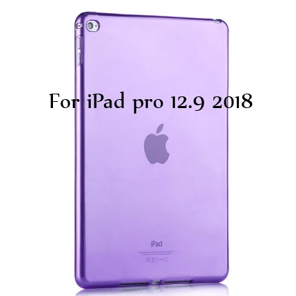 Purple 12.9 2018 ТПУ мягкий чехол для iPad Pro 12,9 дюйма, Ультратонкий силиконовый цветной прозрачный защитный чехол - Цвет: Purple 12.9 2018
