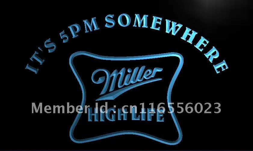 

LA437- It's 5 pm Somewhere Miller High Life Neon Sign home decor crafts