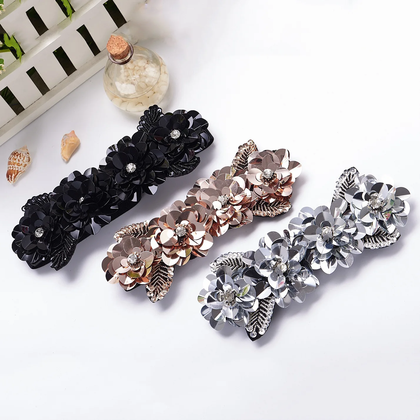 Женский эластичный пояс SJ70 широкий со стразами|Женские ремни| |