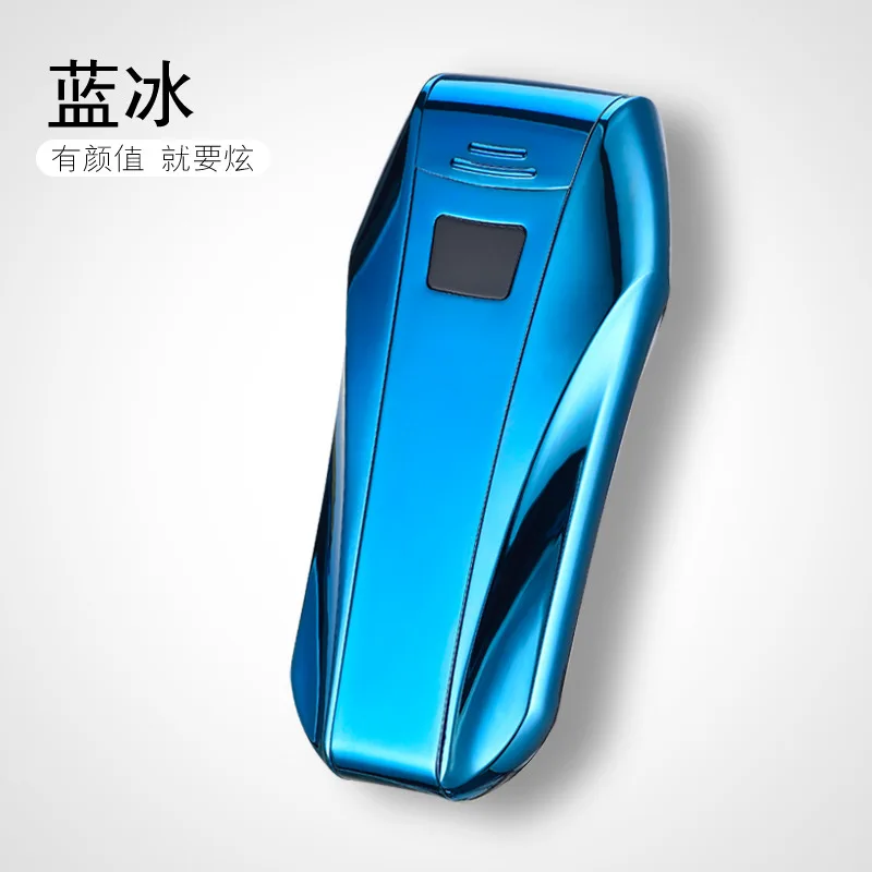 Креативная зажигалка, usb зарядка, сенсорный индукционный крест, двойная дуга, зажигалка, дисплей, мощная, умная, прикуриватель для мужчин, для курения - Цвет: Blue ice