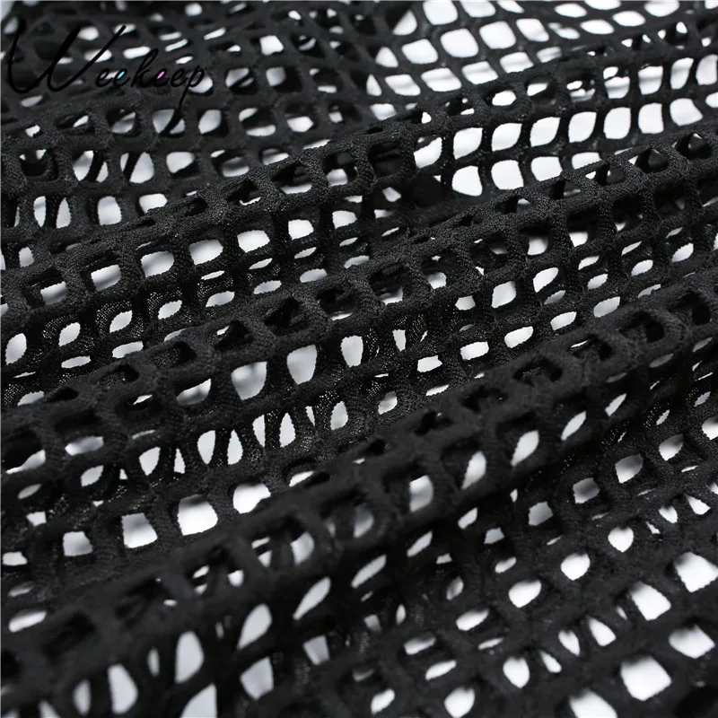 

Weekeep 2017 New Sexy Hollow Out Mesh Bodysuits Black Backless Long Sleeve Bodysuit Women Beach Wear Rompers Womens Jumpsuit