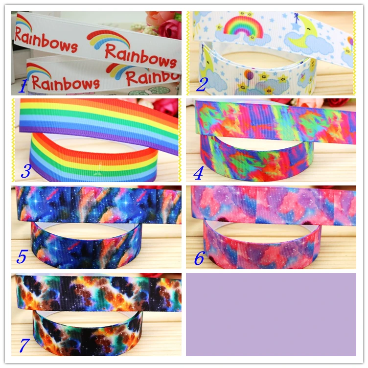 7/8 ''Бесплатная доставка galaxy Радужная лента с принтом grosgrain головной убор
