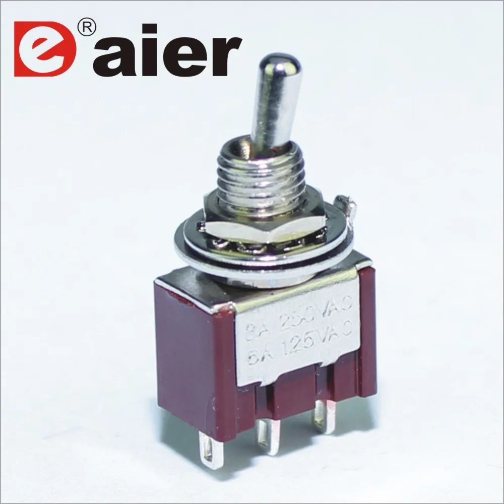 

Single Pole Mini Toggle Switch 6MM 3A 250VAC 6A 125VAC 3Pin SPDT 2 Position Latching ON ON Fuction PCB Terminal 6MM Switches